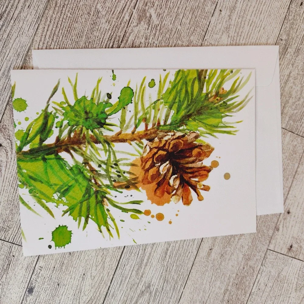 Pine Cone Watercolor Image Card Blank Note Card with Envelope‎ Any Occasion